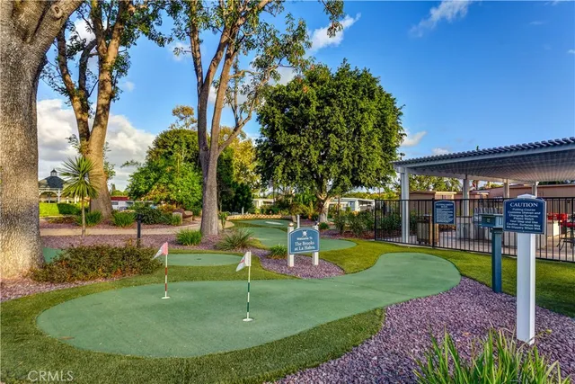 a view of a park with swings