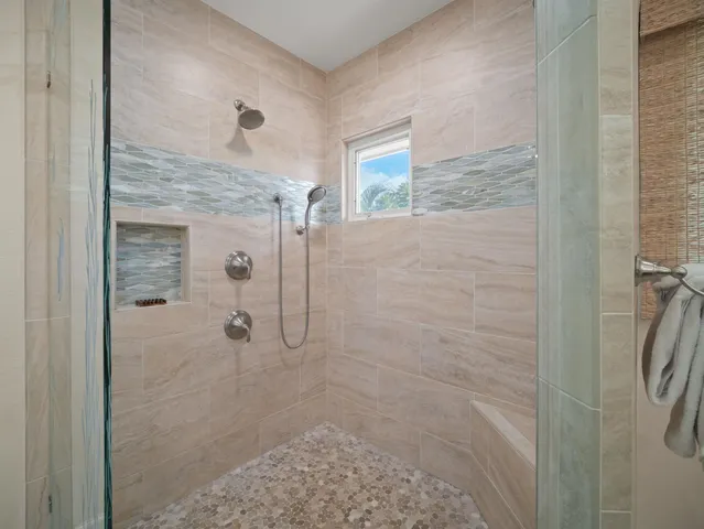 a bathroom with a shower