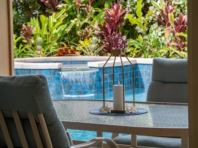 a living room with a couch and a potted plant