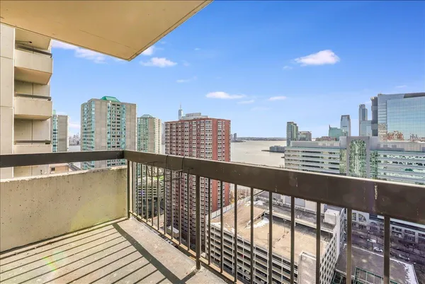 a view of city from a balcony