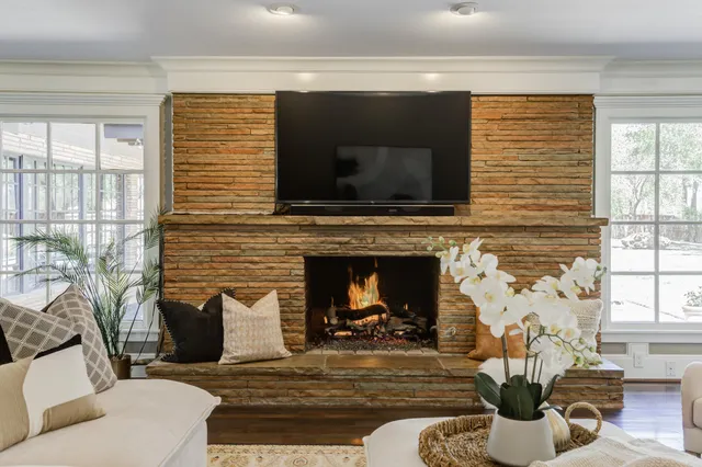 a living room with a couch and furniture