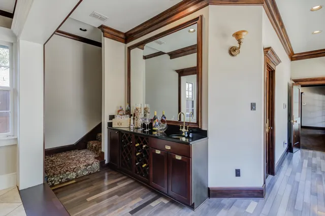 a view of a garden with a slide