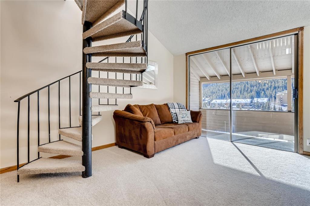 760 Copper Road, Unit 201 Copper Mountain, CO 80443 - Photo 4 of 28 a living room with furniture and a floor to ceiling window