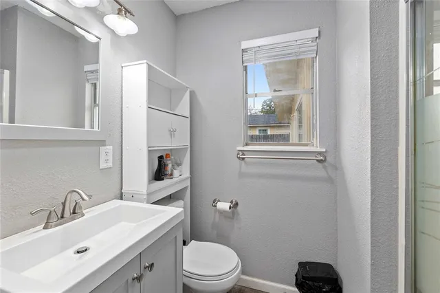 a bathroom with a sink toilet and vanity