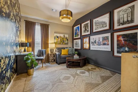 a living room with furniture