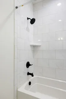 a bathroom with a bathtub