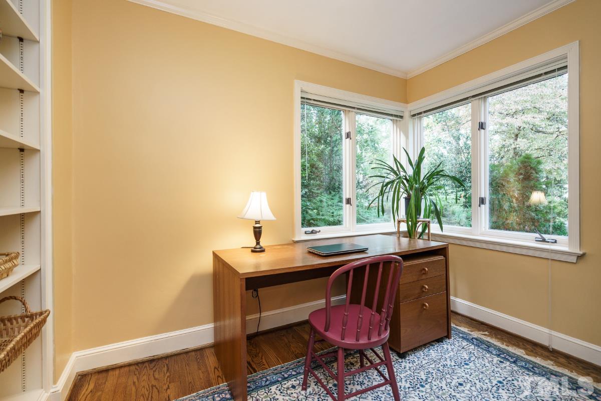 1508 Canterbury Road Raleigh, NC 27608 - Photo 13 of 25 A bonus room downstairs is the Office/Study with built-in bookshelves. It is located conveniently near the front door.