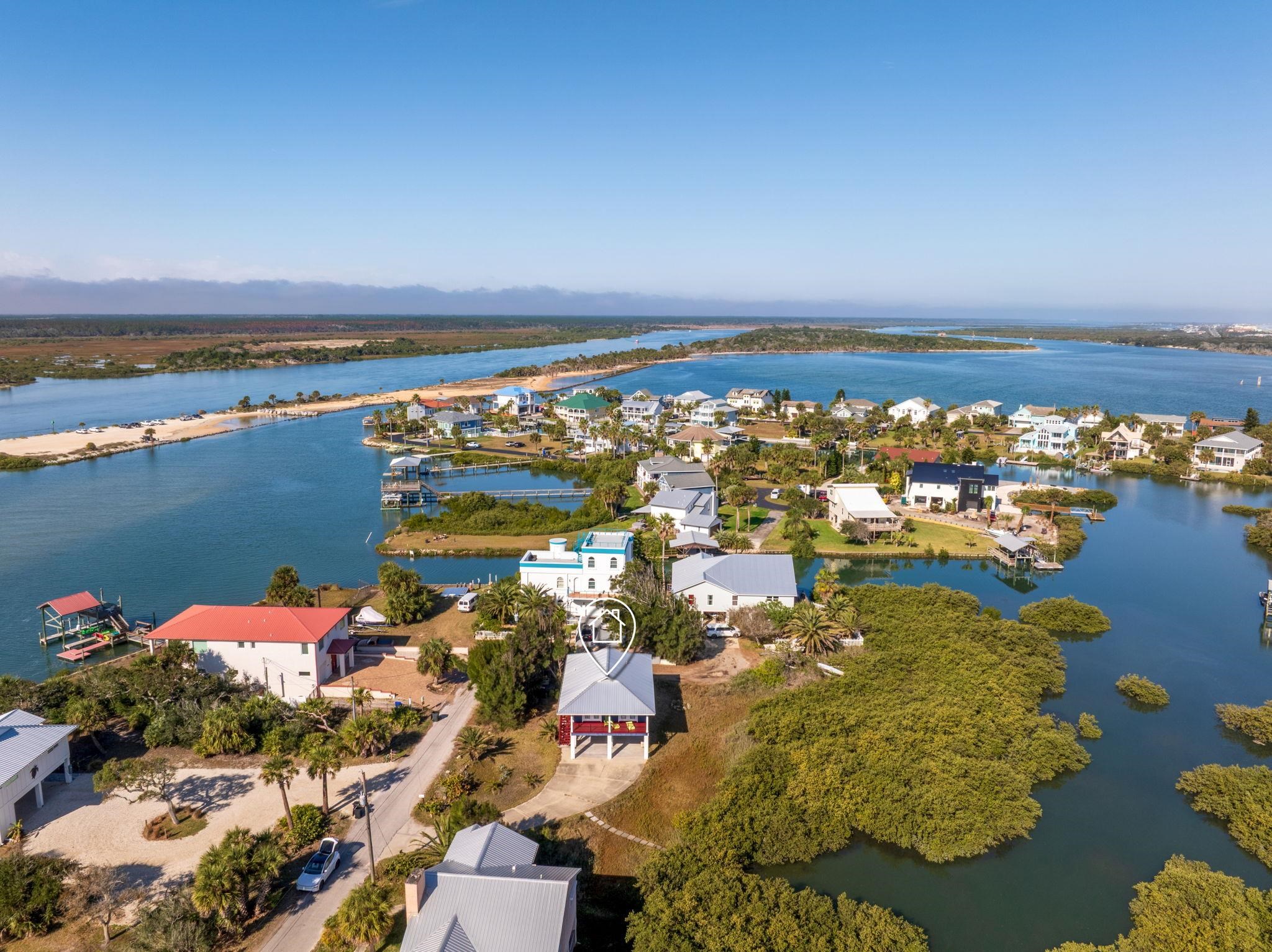 8950 Gene Johnson Road St. Augustine, FL 32080 - Photo 29 of 31 an aerial view of ocean and residential houses with outdoor space
