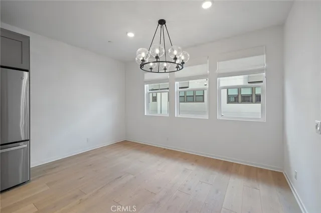 a view of a chandelier in a room