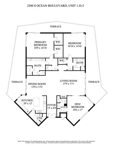 $2,895,000 | 2500 South Ocean Boulevard, Unit 1 D 2, Palm Beach, FL 33480