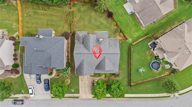 an aerial view of a house