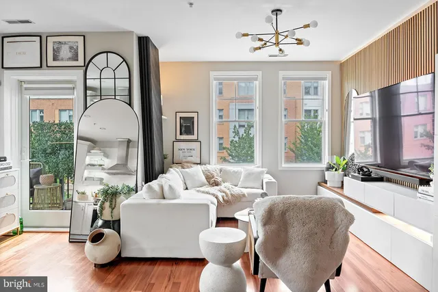 a living room with furniture fireplace and a flat screen tv