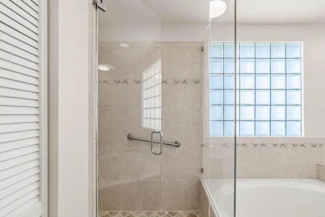 a bathroom with a shower