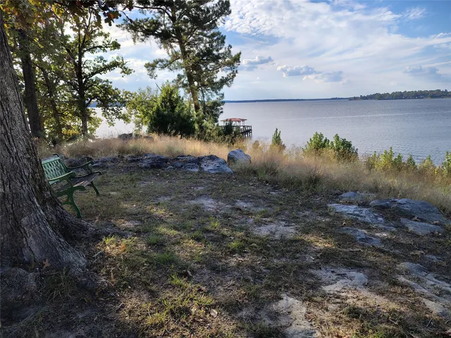 a view of a lake next to a building