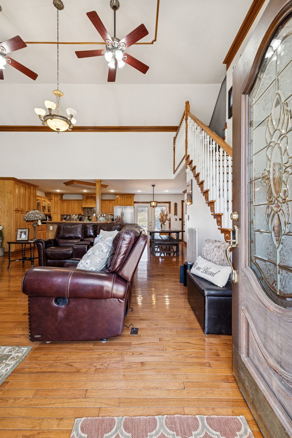 389 Trace Creek Road Red Boiling Springs, TN 37150 - Photo 6 of 57 a living room with furniture and a chandelier