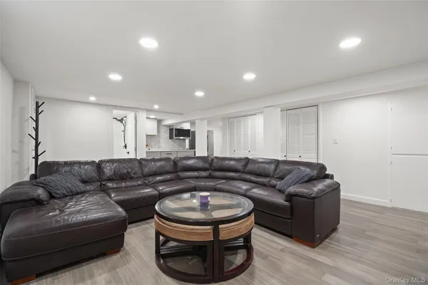a living room with furniture and a couch