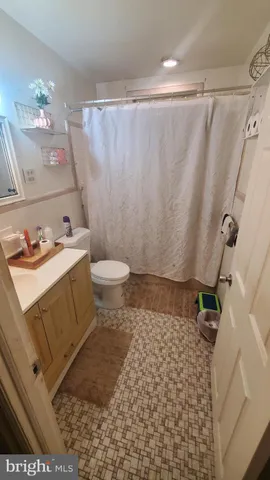 a bathroom with a sink a toilet a mirror and shower