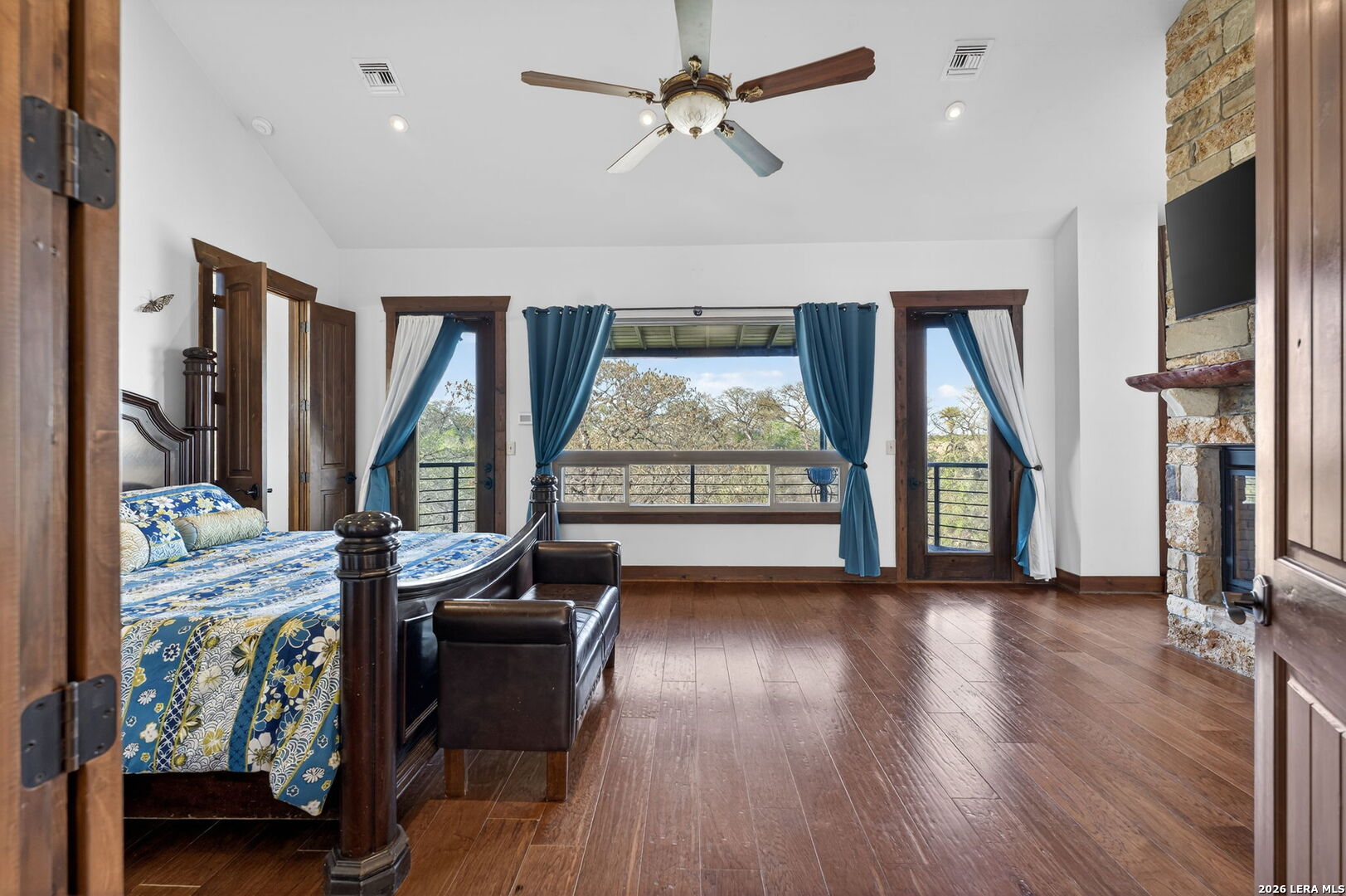 134 Bandit Beach Road New Braunfels, TX 78130 - Photo 30 of 77 a view of livingroom with furniture hardwood floor and a ceiling fan