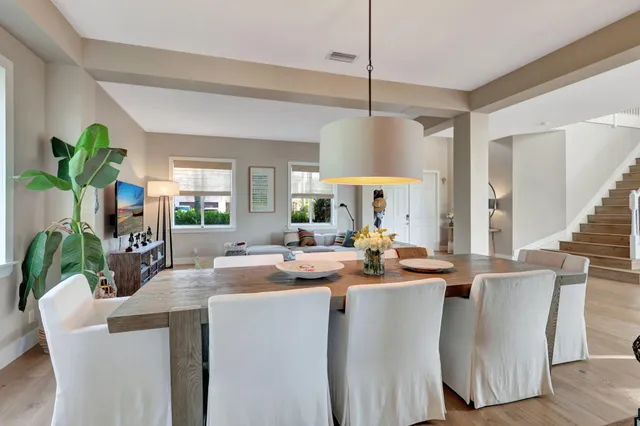 a view of a dining room and livingroom furniture