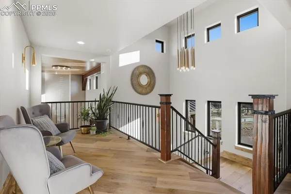 a view of entryway with wooden floor