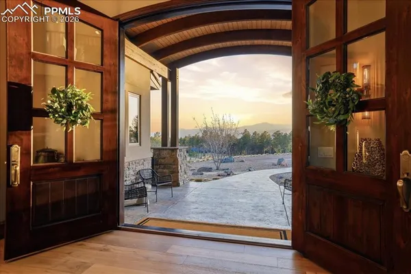 a view of a living room and a porch