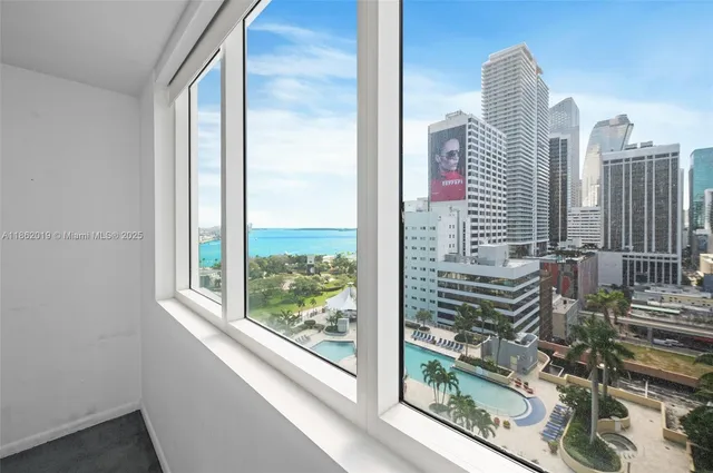 a view of a city from a balcony