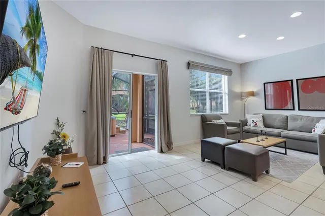 a living room with furniture