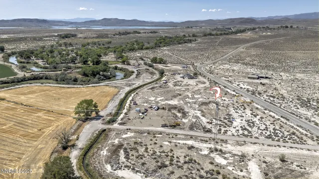a view of a town with a mountain