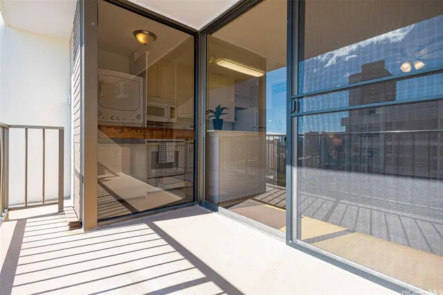 a view of city from a balcony