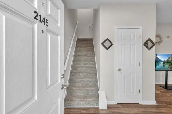 a view of an entryway with staircase