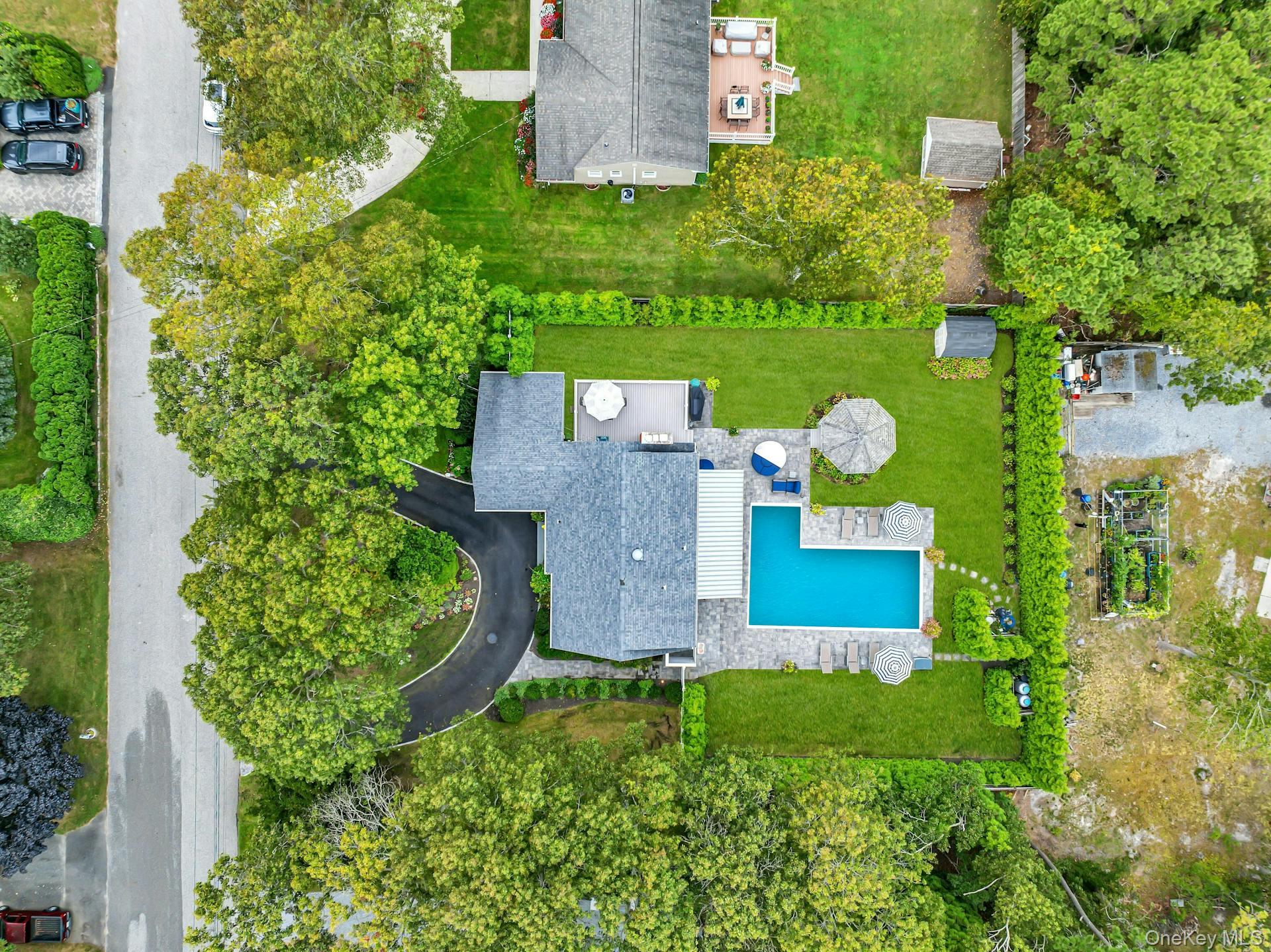 an aerial view of a house