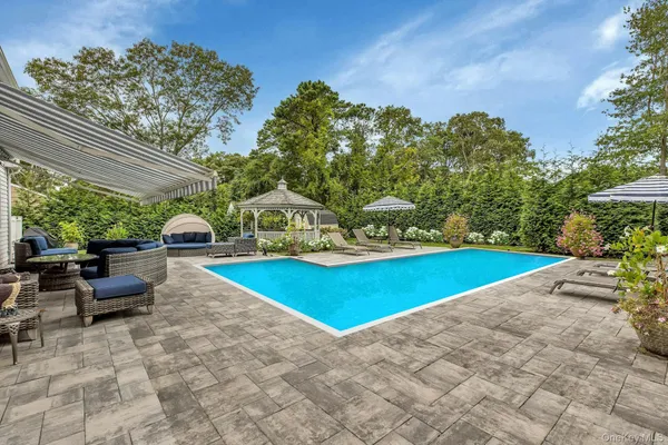 a view of outdoor space yard deck and swimming pool