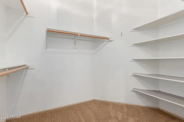 a view of an empty walk in closet