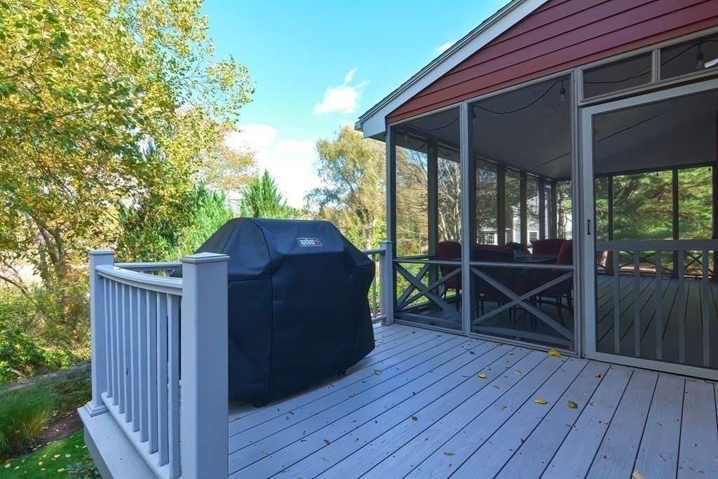 2 Meadowbrook Road Acton, MA 01720 - Photo 32 of 36 a view of a deck with wooden floor barbeque oven and yard in the back