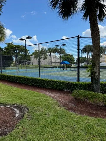 a view of a lake with a garden