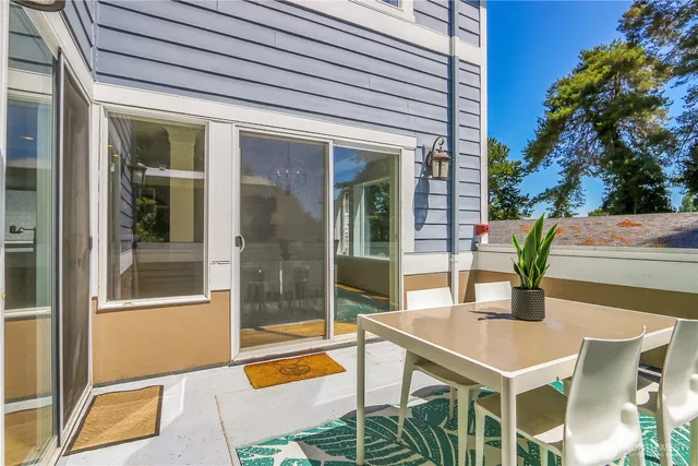 a dining room with furniture