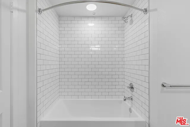 a bathroom with a bathtub