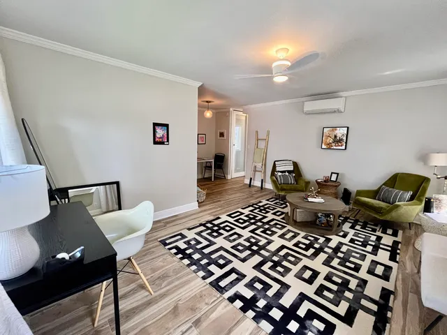 a living room with furniture