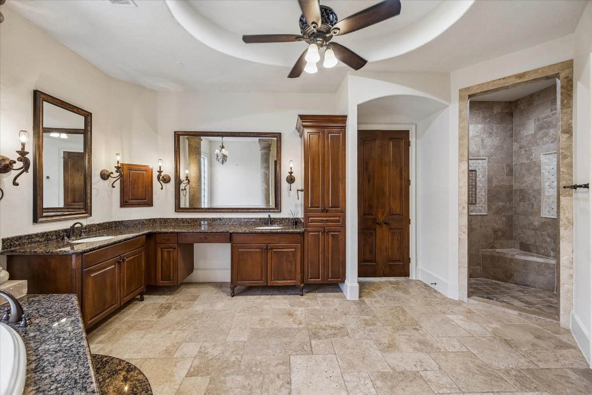 5402 White Birch Run Spring, TX 77386 - Photo 23 of 43 a large bathroom with a granite countertop tub sink shower and mirror
