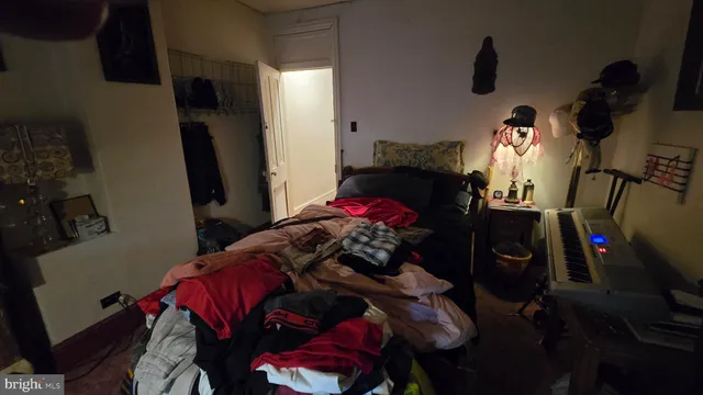 a white and red chair sitting in a kitchen