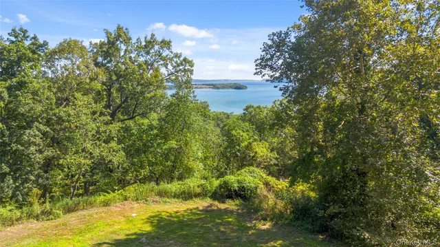 a view of a lake and a yard