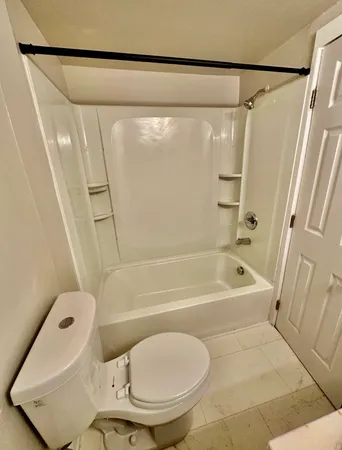 a bathroom with a toilet and a bathtub