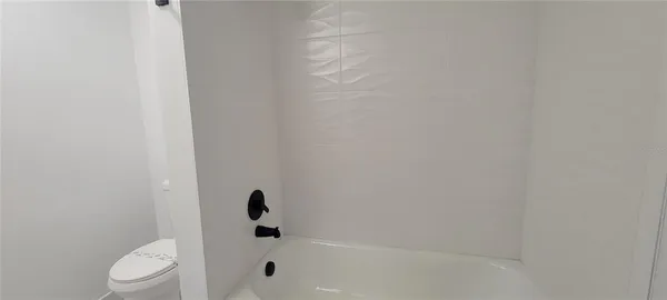 a bathroom with a toilet and a bathtub