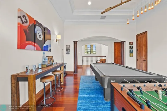 a view of a lake with a terrace