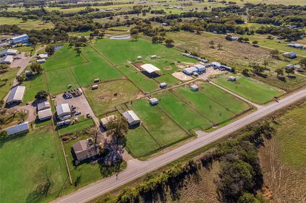 an aerial view of a house