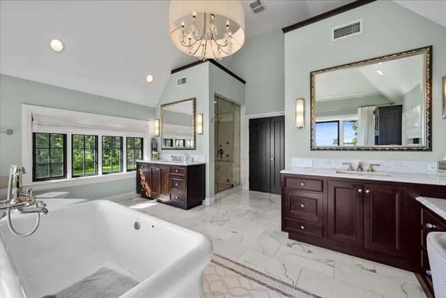 a hallway with cabinets