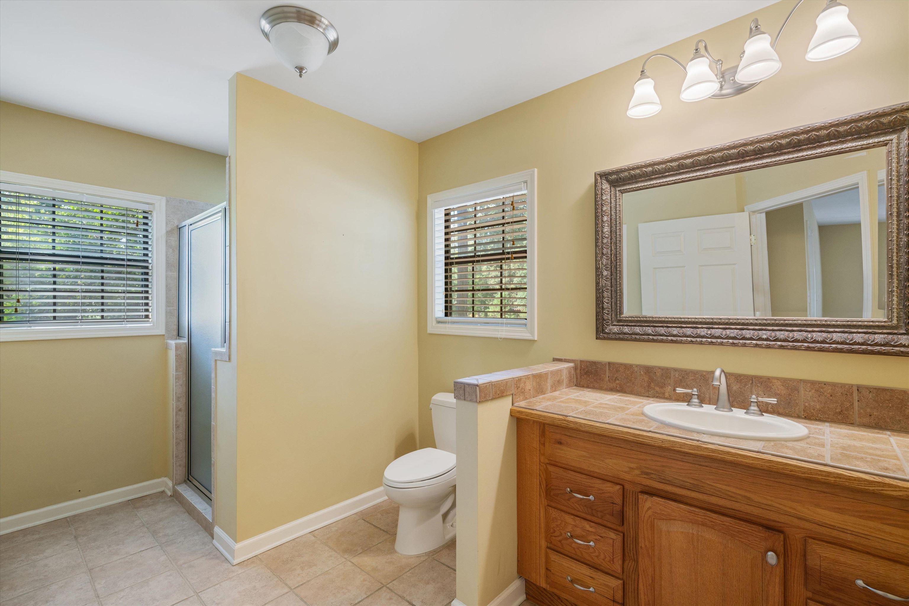 4309 Garner Place Bartlett, TN 38135 - Photo 33 of 40 a bathroom with a granite countertop toilet sink and mirror