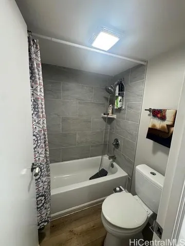 a bathroom with a toilet and a bathtub