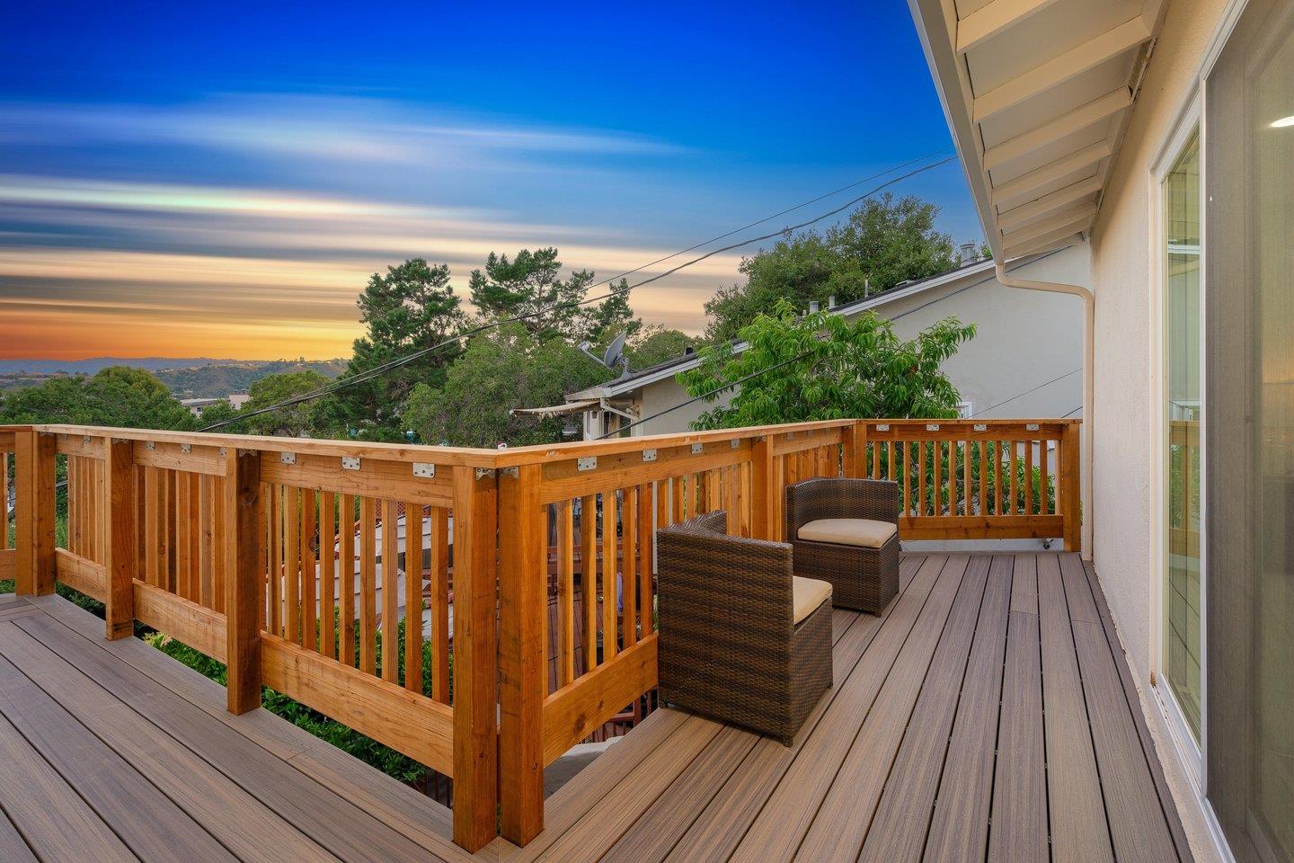 2 Ensenada Road San Carlos, CA 94070 - Photo 22 of 31 a view of deck with wooden floor and outdoor seating