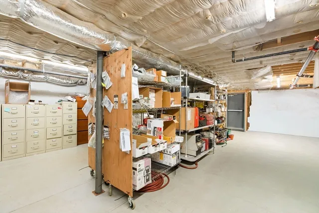 a view of a room with racks